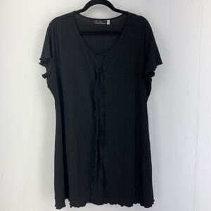 Vtg Travel Elegance Womens 2X Tunic Top Crinkle Slinky Ruffle Stretch Vacation